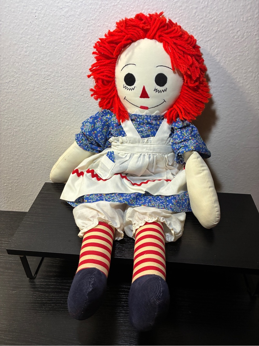 Raggedy Ann Rag Doll Toy Collectible Vintage 25" Red Hair Floral Outfit